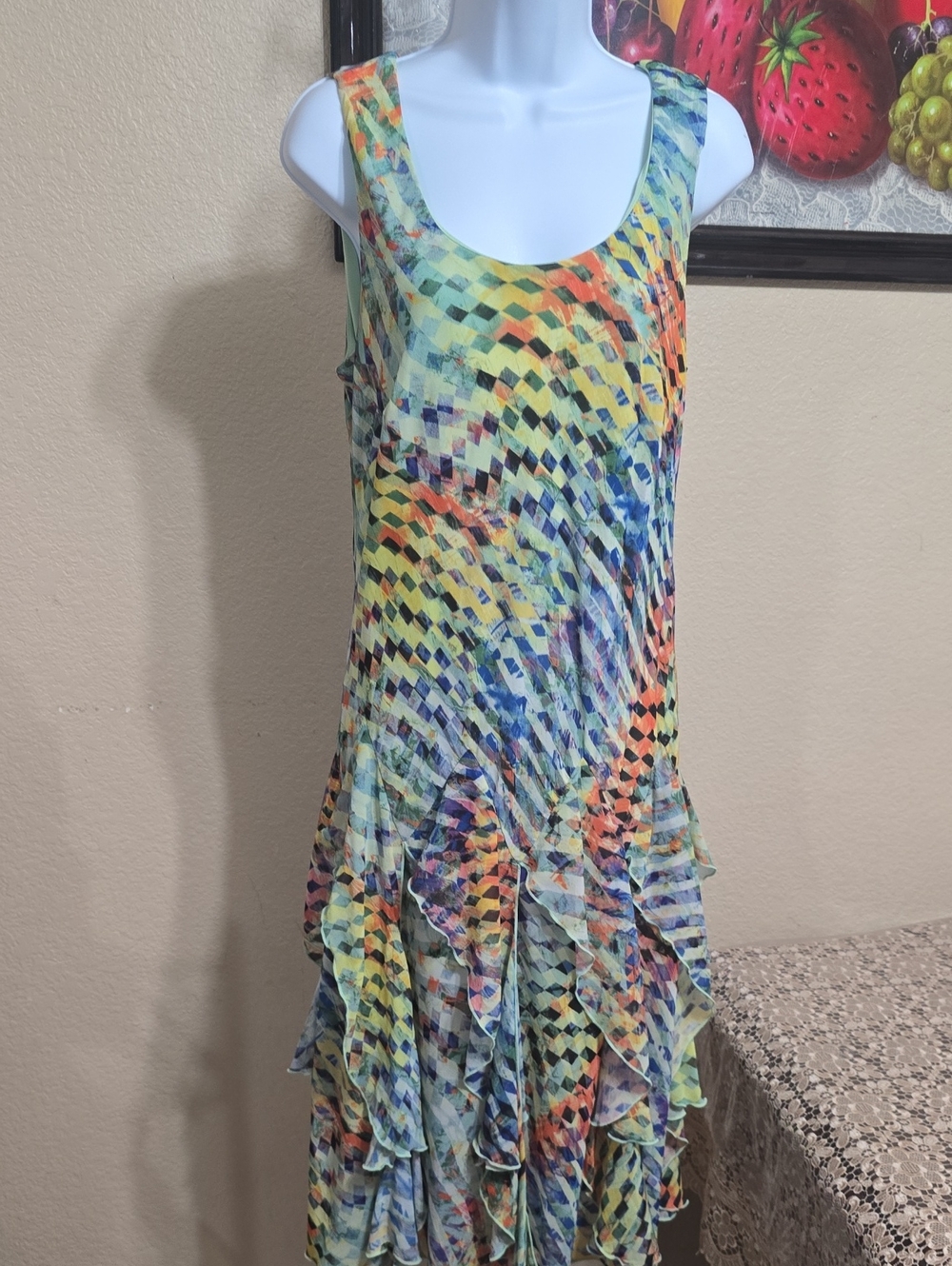 Multicolor Ruffled Sleeveless Dress